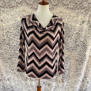 CLARA SUNWOO Zigzag Cowl Neck Top long sleeves slinky feeling